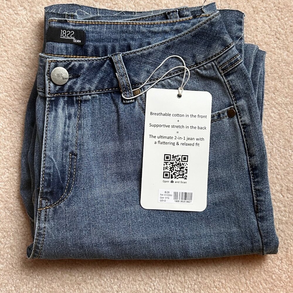 1822 DENIM Women's NWT Hybrid Boyfriend Straight Blue Jeans Size 6/28
